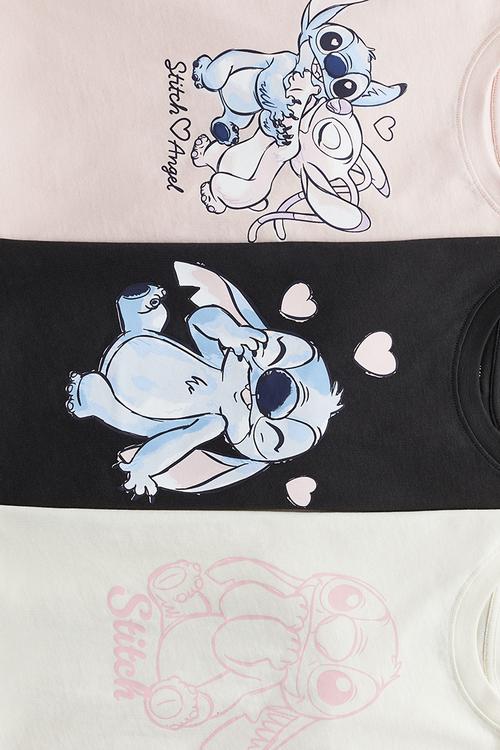 3-Pack printed jersey tops - light pink lilo & stitch