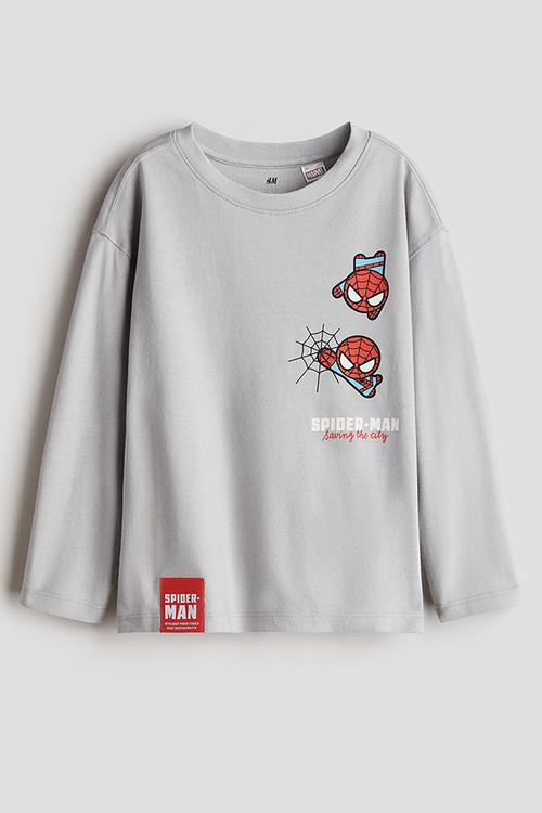 Long-sleeved T-shirt - grey/spider-man