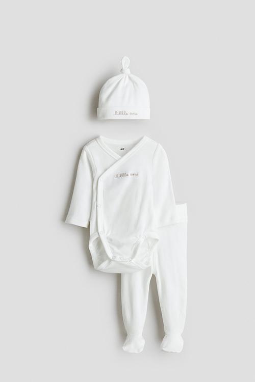 3-Piece cotton jersey set - white/little one