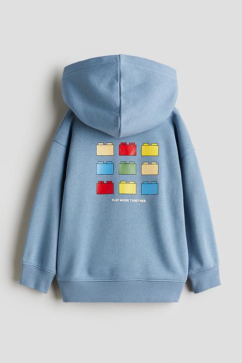 Printed hoodie - light dusty blue & lego