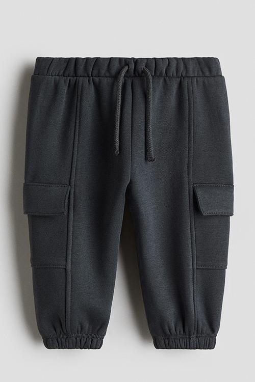 Brushed-inside cargo joggers - dark grey