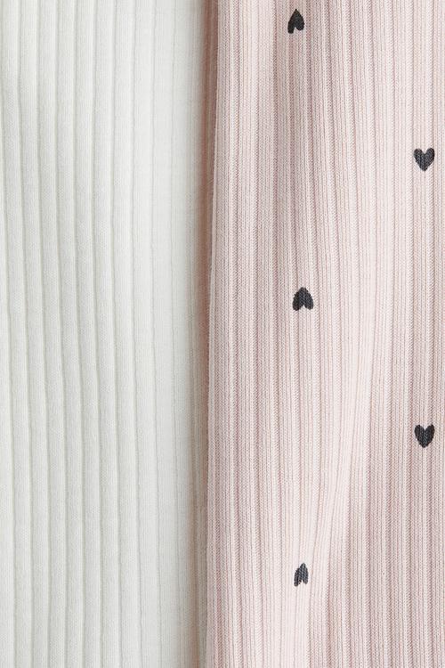 2-Pack cotton sleepsuits - white & light pink