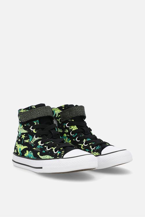 Chuck Taylor All Star Easy-On Dinos - Black/White/Neon Mantis