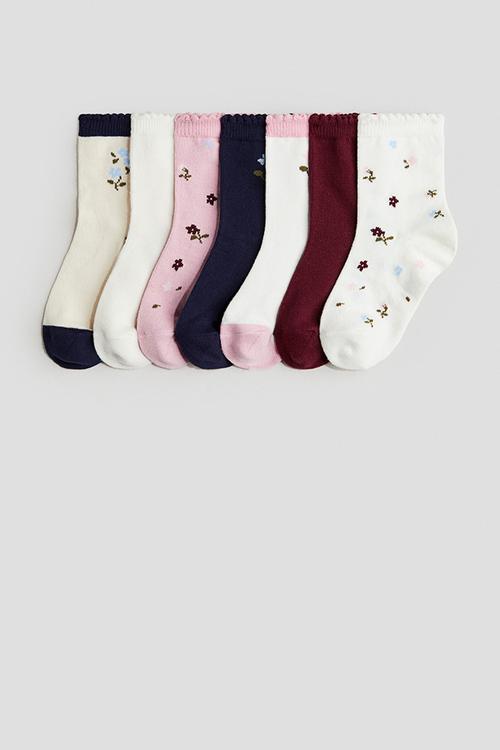 7-pack socks - multi,pink,red,white,blue