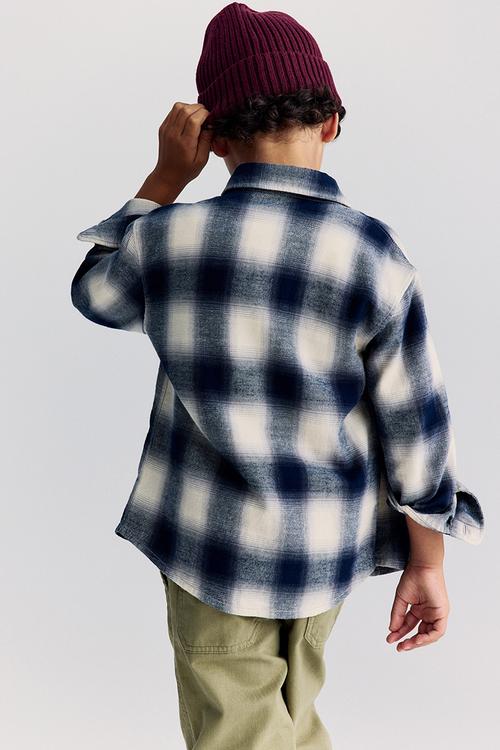 Cotton flannel shirt - grey checked 
