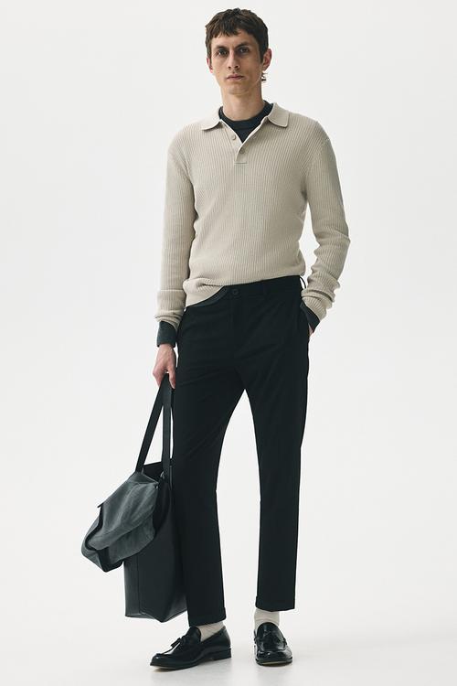 Slim fit tailored trousers - black