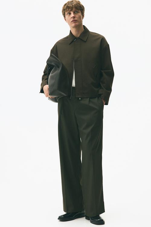 Loose fit tailored trousers - khaki green