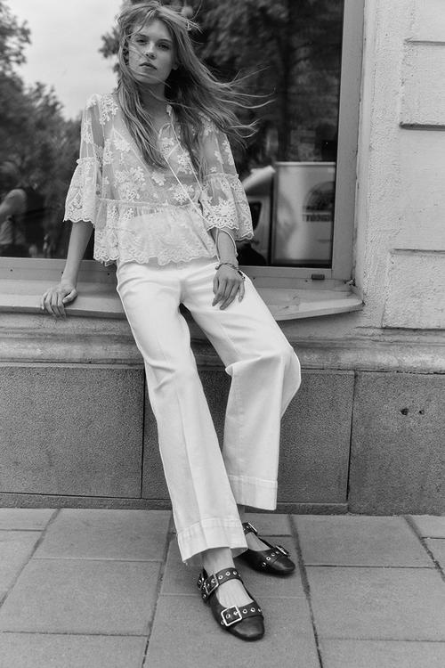 Wide high jeans - white