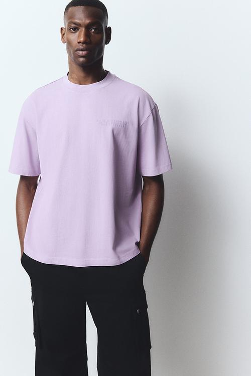 Boxy fit washed t-shirt - purple & paris france