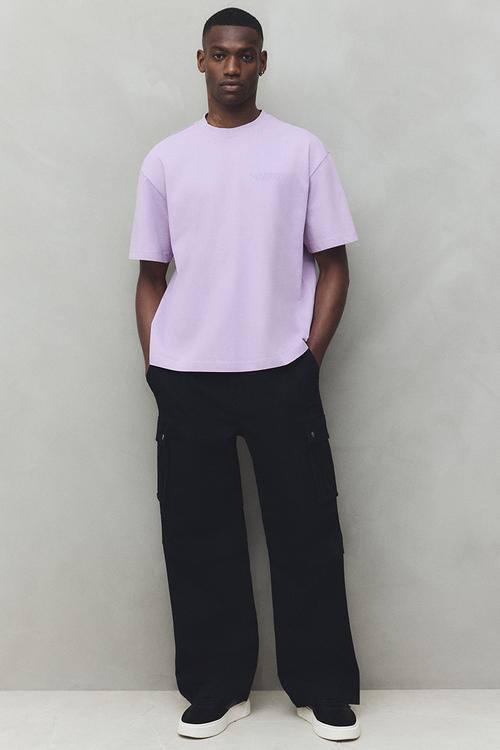 Boxy fit washed t-shirt - purple & paris france