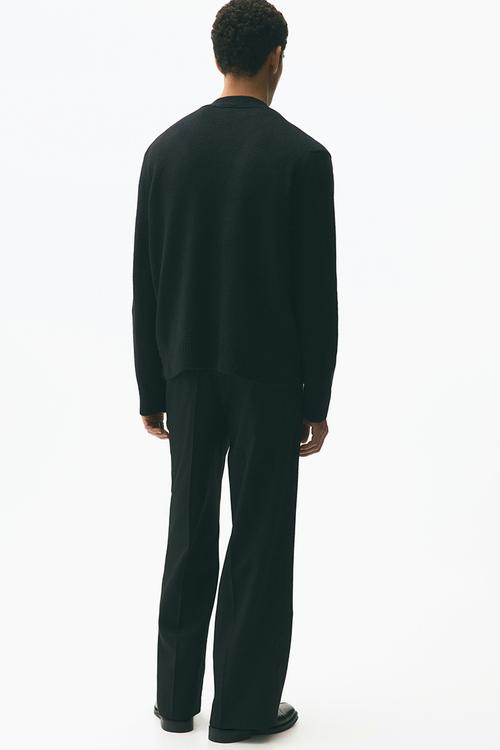 Regular fit brushed cardigan - black
