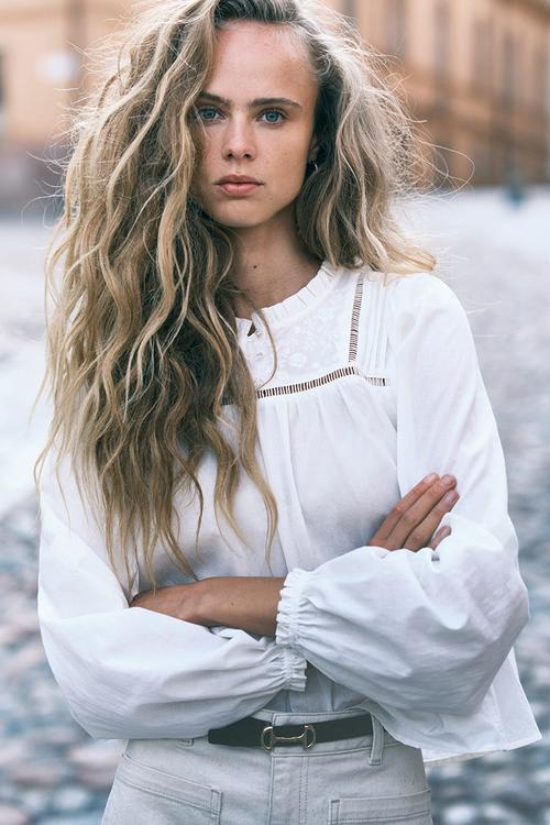 Embroidered cotton blouse - white