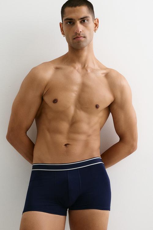 3-Pack cotton short trunks - grey marl & black