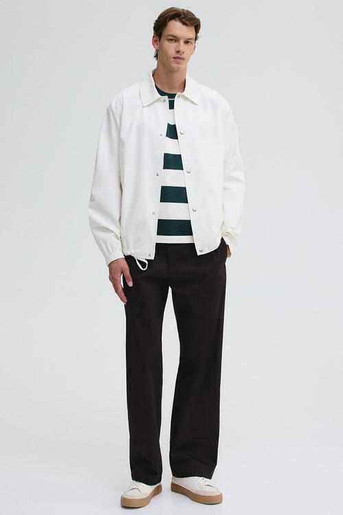 Loose fit T-shirt - forest green & white striped