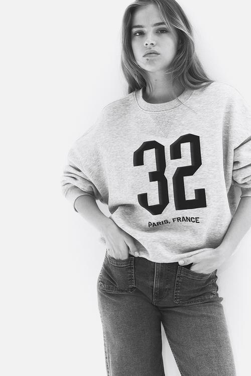 Motif-detail sweatshirt - grey marl/32