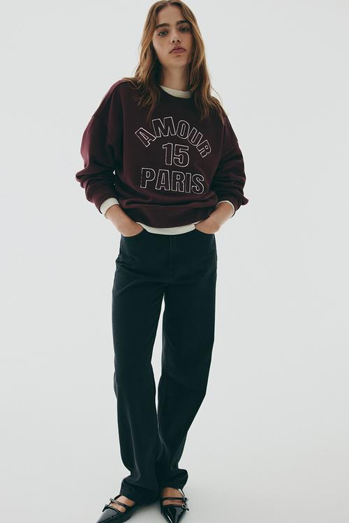 Motif-detail sweatshirt - burgundy/amour