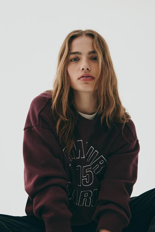 Motif-detail sweatshirt - burgundy/amour
