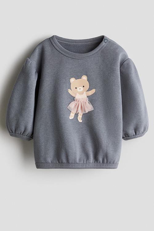 Motif-detail sweatshirt -  grey/ballerina