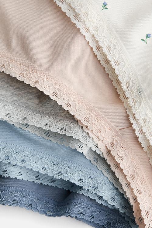 5-Pack cotton hipster briefs - white & blue floral
