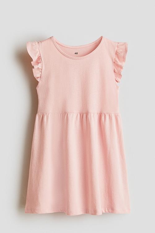 Printed cotton dress - peach pink