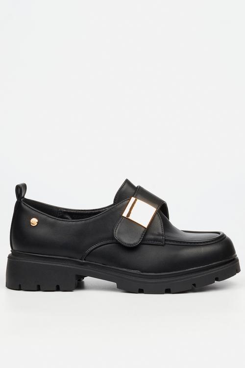 Tipsy 9 crossover buckle chunky loafer - black