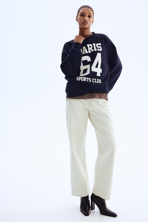 Text-motif sweatshirt - navy blue paris