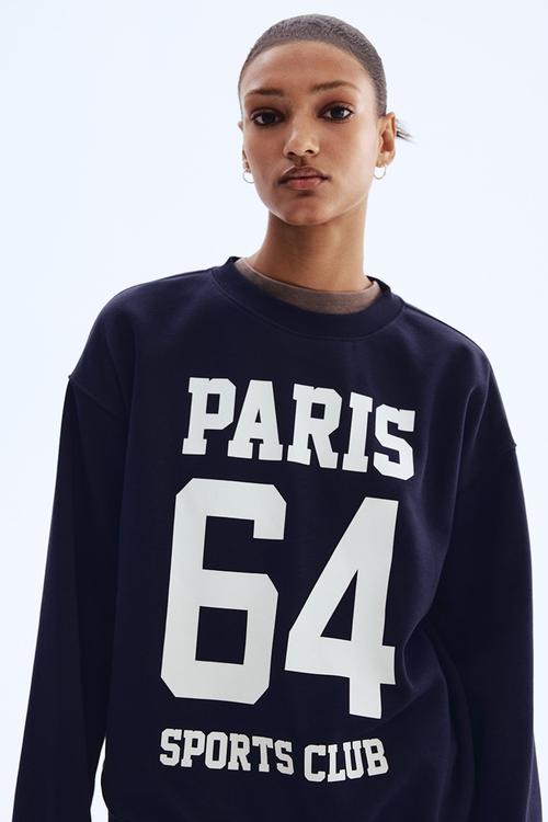 Text-motif sweatshirt - navy blue paris