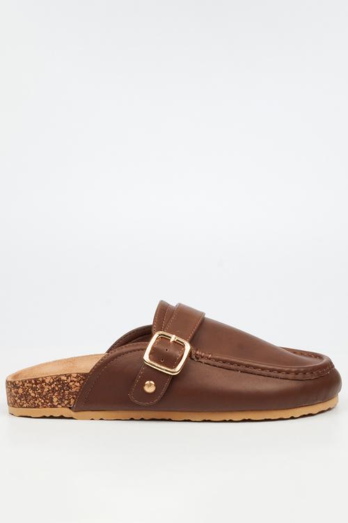 Qork 13 cork buckle slipper - chocolate