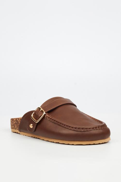 Qork 13 cork buckle slipper - chocolate