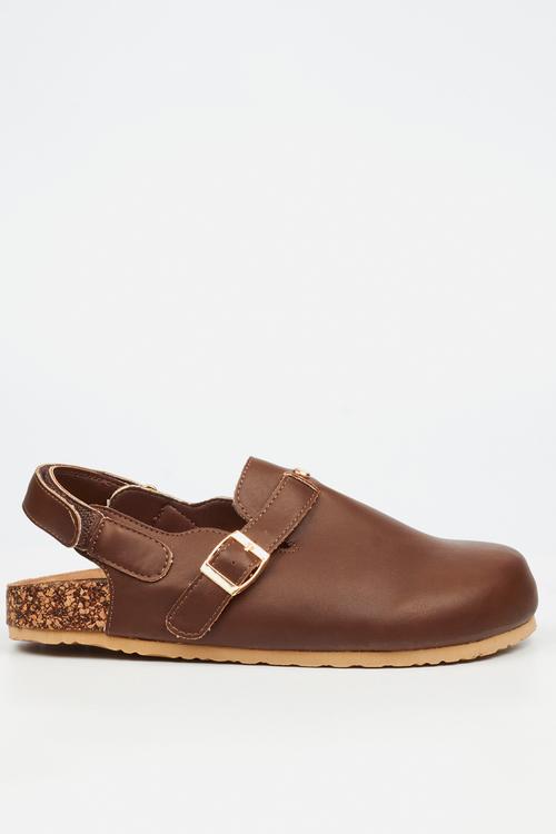 Qork 14 cork back strap slipper - chocolate