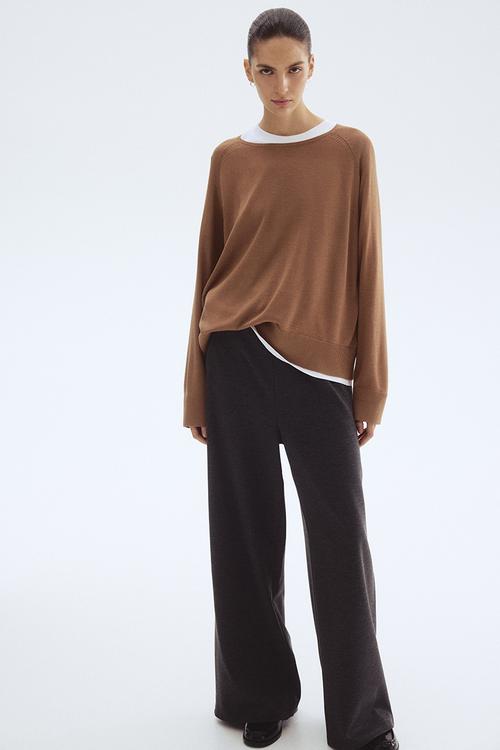 Straight trousers -  dark grey marl