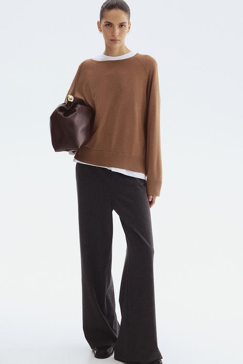 Straight trousers -  dark grey marl