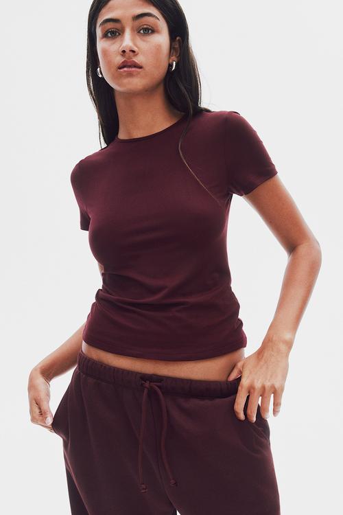 Microfibre T-shirt - burgundy