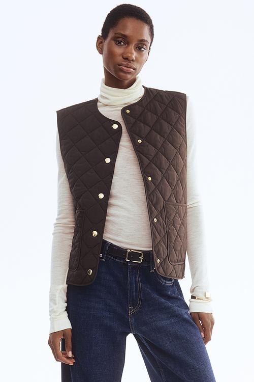 Quilted gilet - dark brown 