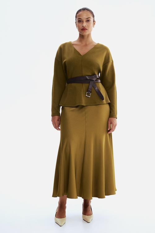 Waisted scuba top - dark green