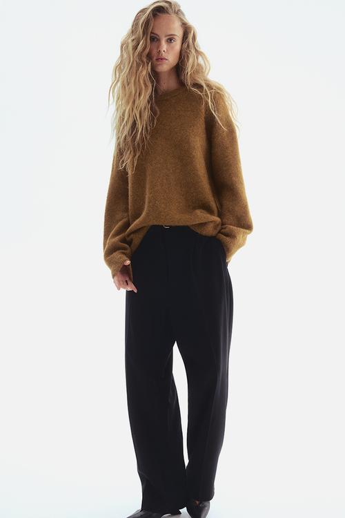 Tailored belted trousers - black