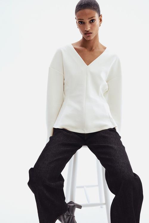 Waisted scuba top - white
