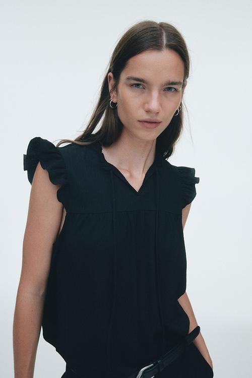 Crinkled top - black