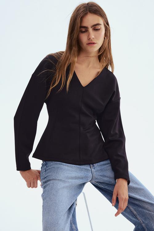 Waisted scuba top - black