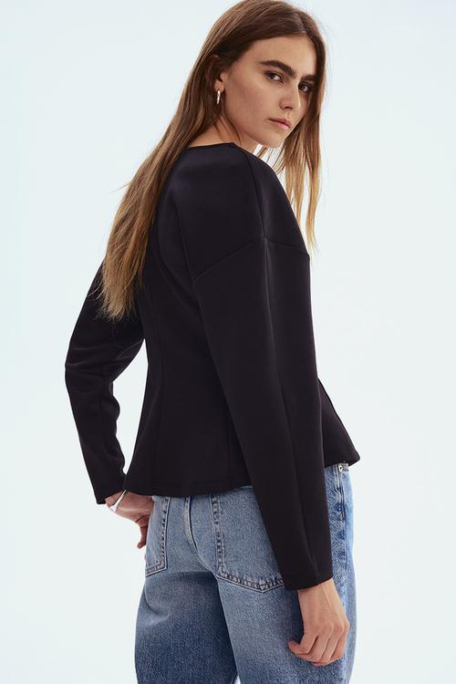 Waisted scuba top - black