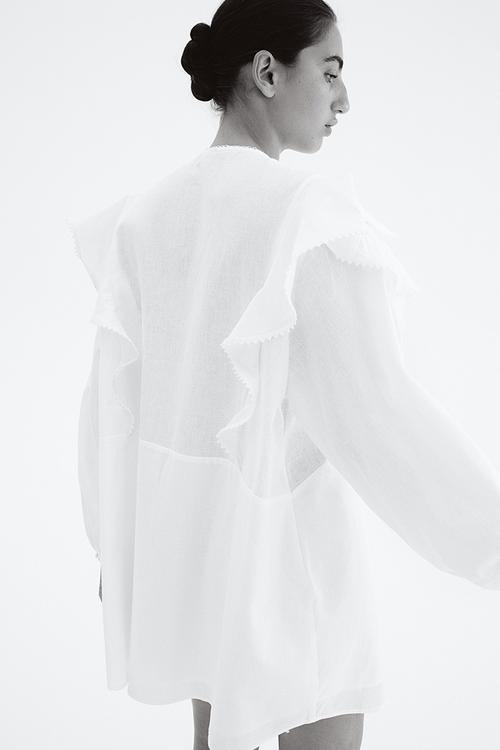 Linen-blend tunic dress - white
