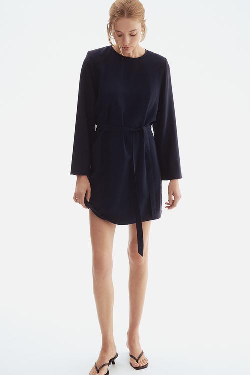 Tie-belt dress - blue