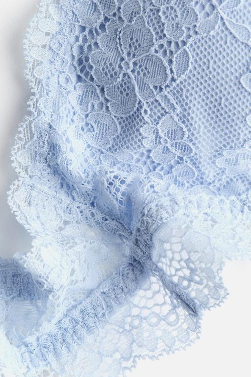 Padded soft lace bra - light blue
