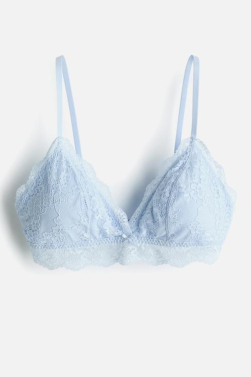 Padded soft lace bra - light blue