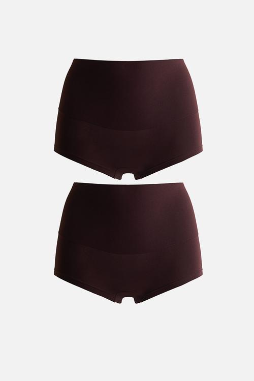 2-Pack medium shape shortie briefs - dark brown