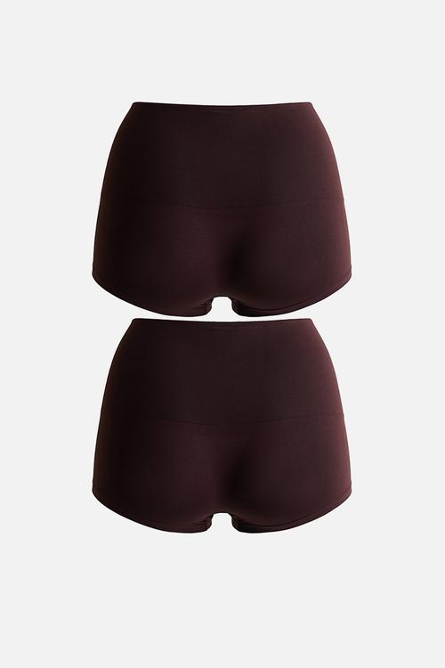 2-Pack medium shape shortie briefs - dark brown