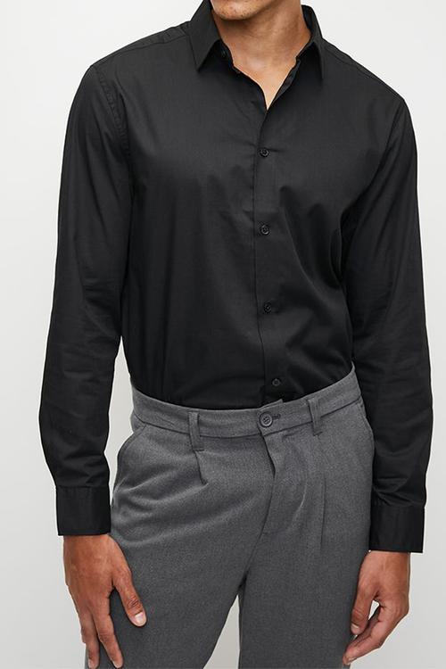 Regular fit easy-iron shirt - black