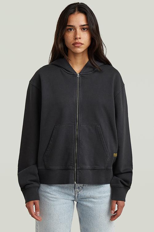 Washed hdd zip relaxed sw wmn - Dk black gd