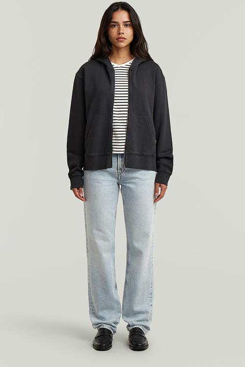 Washed hdd zip relaxed sw wmn - Dk black gd