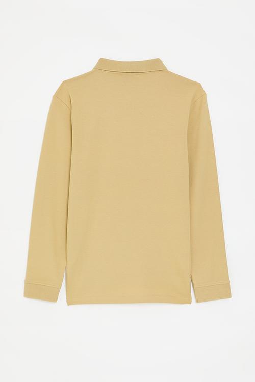 Boys robert long sleeve golfer - camel